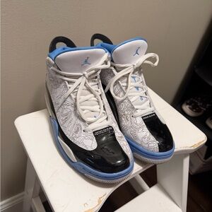 Jordan Kids' White and Black Sneakers with Blue Accents